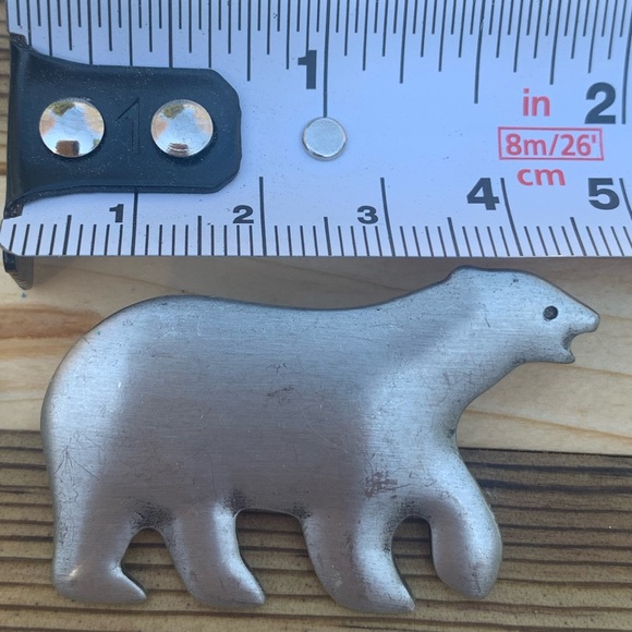 Vintage Frederick Pewter Polar Bear Brooch Pin - Picture 5 of 5